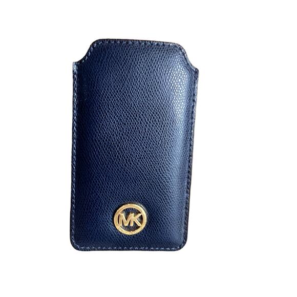 Michael Kors navy blue leather Case - Picture 1 of 4